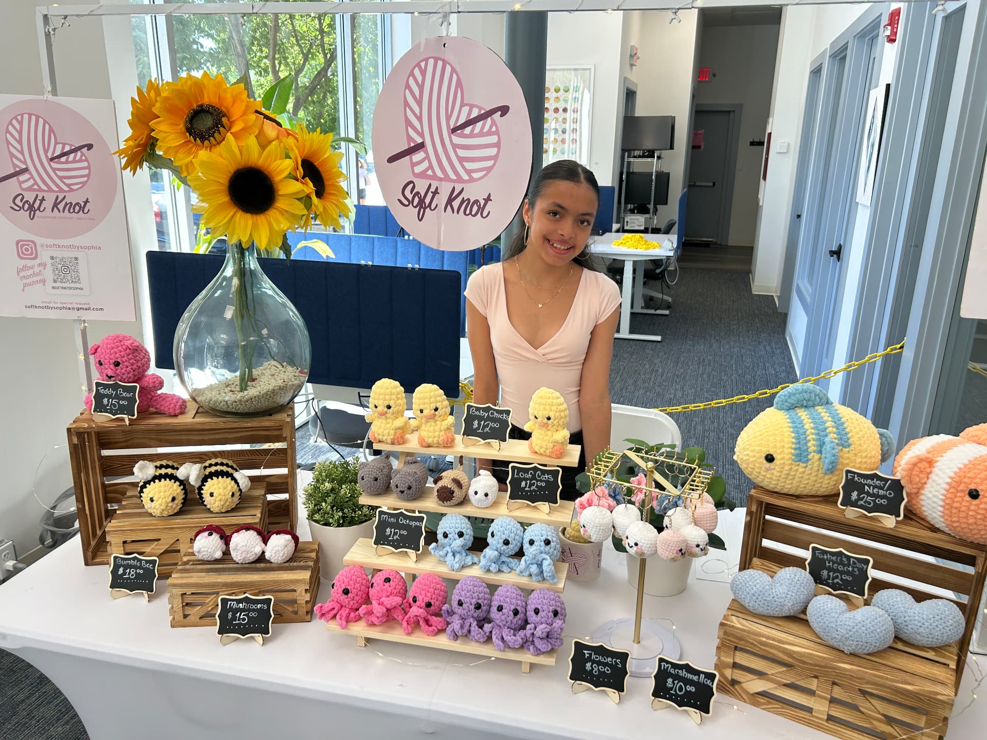 Sophia at the Soft Knot crochet display